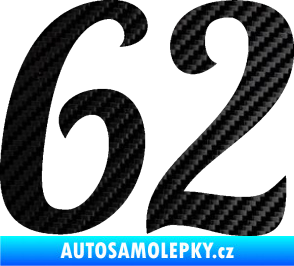 Samolepka Startovní číslo 62 typ 3 3D karbon černý