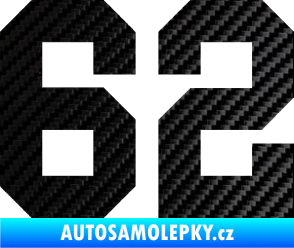 Samolepka Startovní číslo 62 3D karbon černý