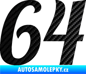 Samolepka Startovní číslo 64 typ 3 3D karbon černý