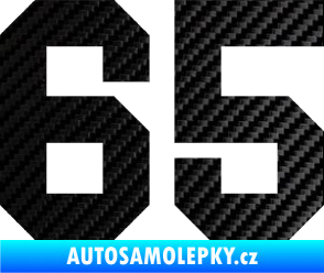 Samolepka Startovní číslo 65 3D karbon černý