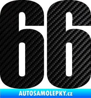 Samolepka Startovní číslo 66 typ 2     3D karbon černý