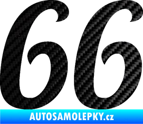 Samolepka Startovní číslo 66 typ 3 3D karbon černý