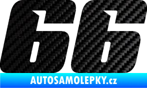 Samolepka Startovní číslo 66 typ 6 3D karbon černý