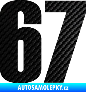 Samolepka Startovní číslo 67 typ 2      3D karbon černý