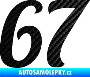 Samolepka Startovní číslo 67 typ 3 3D karbon černý