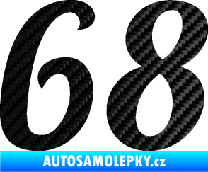 Samolepka Startovní číslo 68 typ 3 3D karbon černý