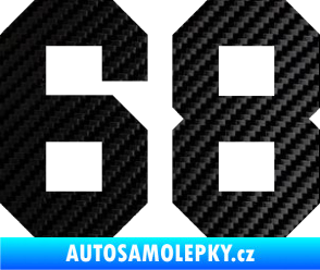 Samolepka Startovní číslo 68 3D karbon černý