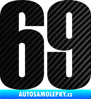 Samolepka Startovní číslo 69 typ 2        3D karbon černý
