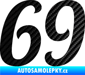 Samolepka Startovní číslo 69 typ 3 3D karbon černý