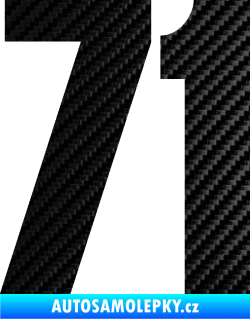 Samolepka Startovní číslo 71 typ 2  3D karbon černý