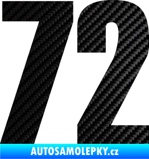 Samolepka Startovní číslo 72 typ 2   3D karbon černý