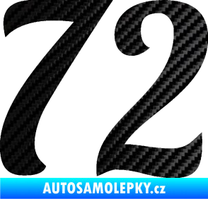 Samolepka Startovní číslo 72 typ 3   3D karbon černý