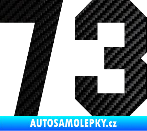 Samolepka Startovní číslo 73 3D karbon černý