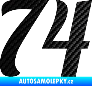 Samolepka Startovní číslo 74 typ 3   3D karbon černý