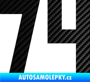 Samolepka Startovní číslo 74 3D karbon černý