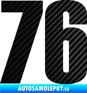 Samolepka Startovní číslo 76 typ 2       3D karbon černý
