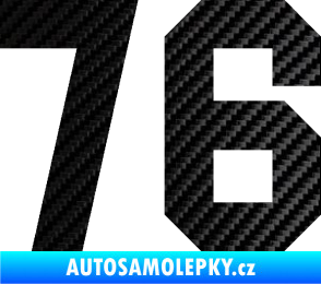 Samolepka Startovní číslo 76 3D karbon černý