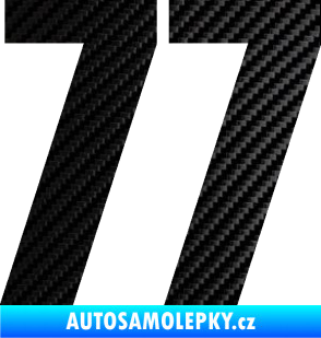Samolepka Startovní číslo 77 typ 2        3D karbon černý