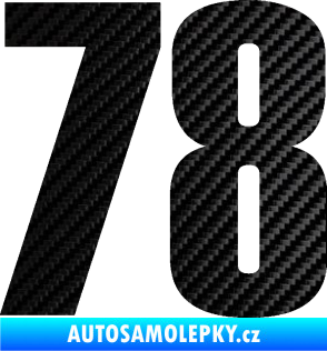 Samolepka Startovní číslo 78 typ 2         3D karbon černý