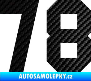 Samolepka Startovní číslo 78 3D karbon černý