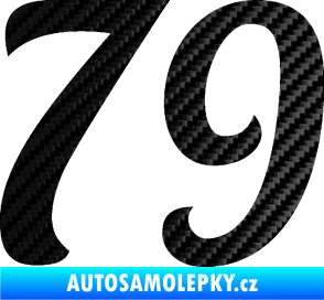 Samolepka Startovní číslo 79 typ 3   3D karbon černý