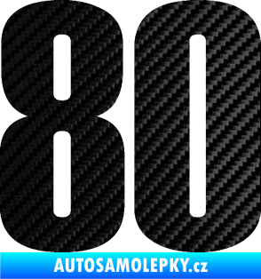 Samolepka Startovní číslo 80 typ 2           3D karbon černý