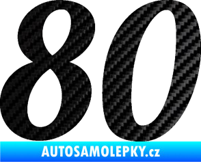 Samolepka Startovní číslo 80 typ 3   3D karbon černý