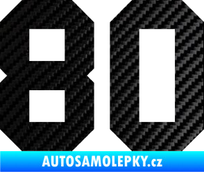 Samolepka Startovní číslo 80 3D karbon černý