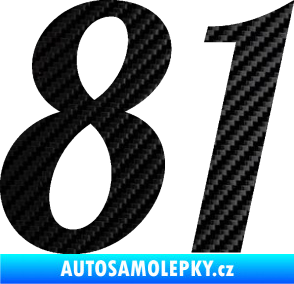 Samolepka Startovní číslo 81 typ 3   3D karbon černý