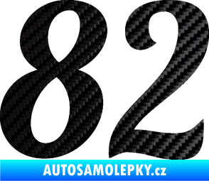 Samolepka Startovní číslo 82 typ 3   3D karbon černý