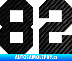Samolepka Startovní číslo 82 3D karbon černý