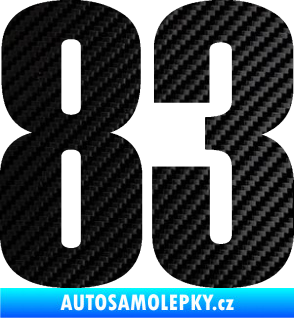 Samolepka Startovní číslo 83 typ 2   3D karbon černý