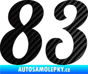 Samolepka Startovní číslo 83 typ 3   3D karbon černý