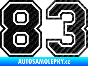 Samolepka Startovní číslo 83 typ 4 3D karbon černý