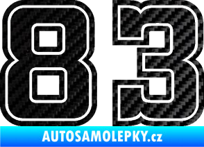 Samolepka Startovní číslo 83 typ 5 3D karbon černý