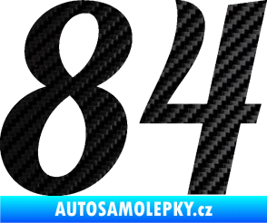 Samolepka Startovní číslo 84 typ 3  3D karbon černý