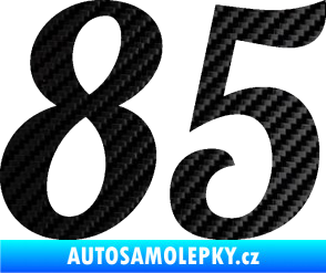 Samolepka Startovní číslo 85 typ 3   3D karbon černý