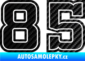 Samolepka Startovní číslo 85 typ 5 3D karbon černý