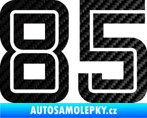 Samolepka Startovní číslo 85 typ 7 3D karbon černý