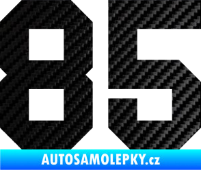 Samolepka Startovní číslo 85 3D karbon černý