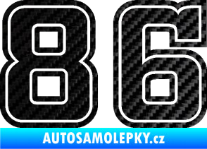 Samolepka Startovní číslo 86 typ 5 3D karbon černý