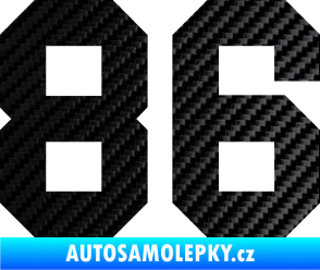 Samolepka Startovní číslo 86 3D karbon černý