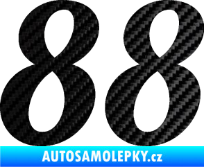 Samolepka Startovní číslo 88 typ 3  3D karbon černý