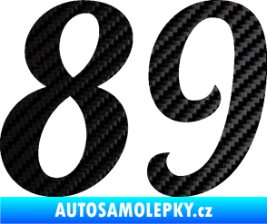 Samolepka Startovní číslo 89 typ 3  3D karbon černý