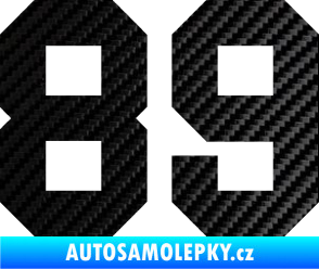 Samolepka Startovní číslo 89 3D karbon černý