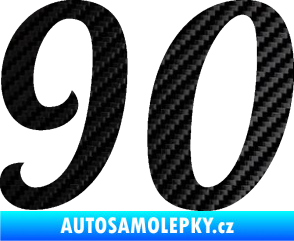 Samolepka Startovní číslo 90 typ 3   3D karbon černý