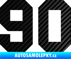 Samolepka Startovní číslo 90 3D karbon černý