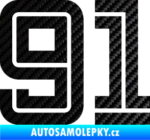 Samolepka Startovní číslo 91 typ 7 3D karbon černý