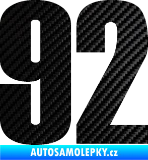 Samolepka Startovní číslo 92 typ 2  3D karbon černý