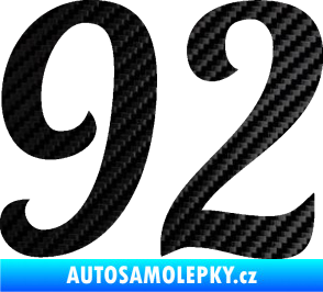 Samolepka Startovní číslo 92 typ 3   3D karbon černý